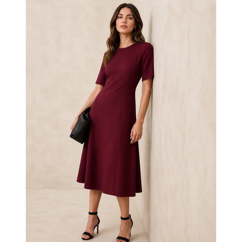 Banana Republic Soft Touch Scuba Seamed Midi Dress, Bright Wine, Small